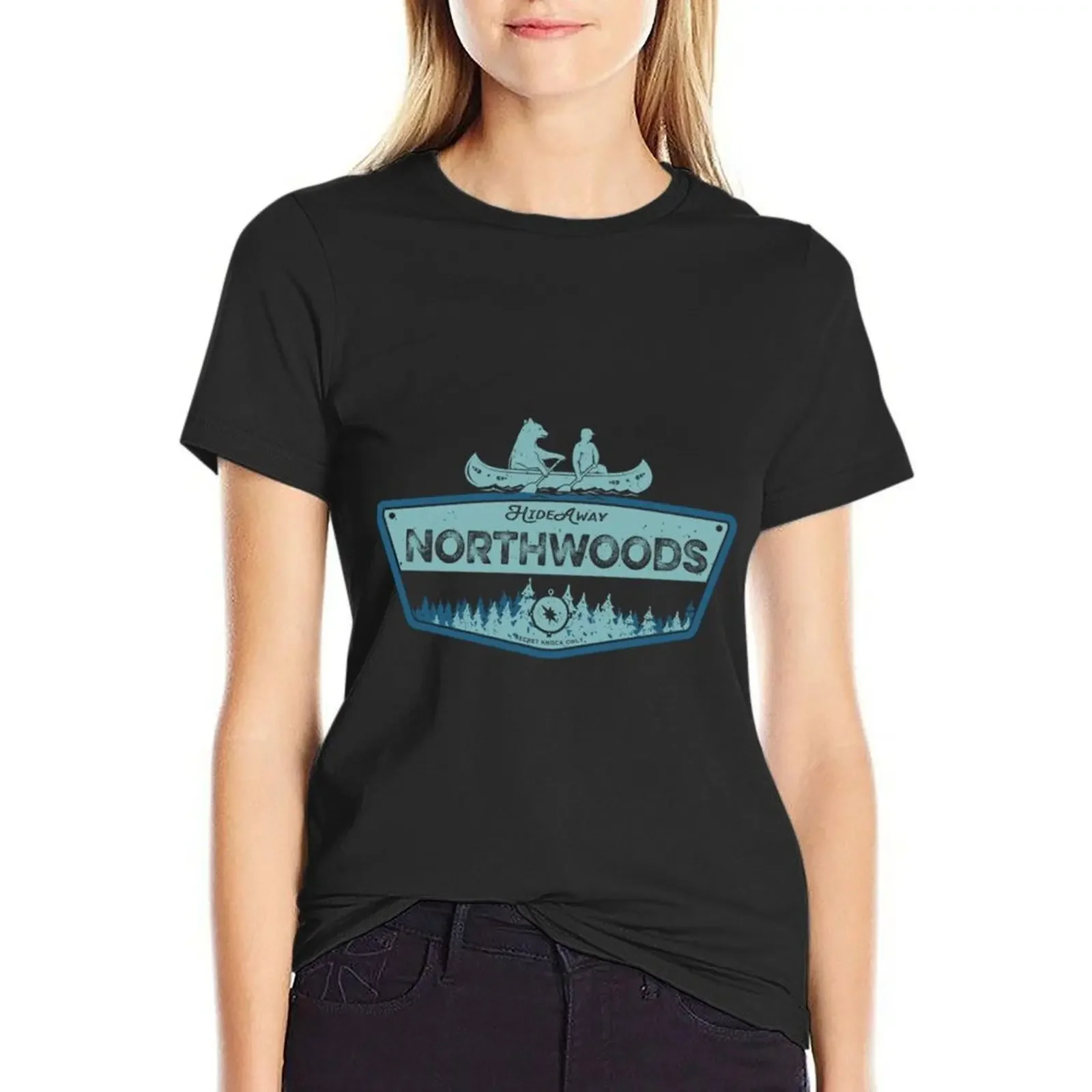 Northwoods HideAway T-Shirt graphics cute tops white t-shirts for Women