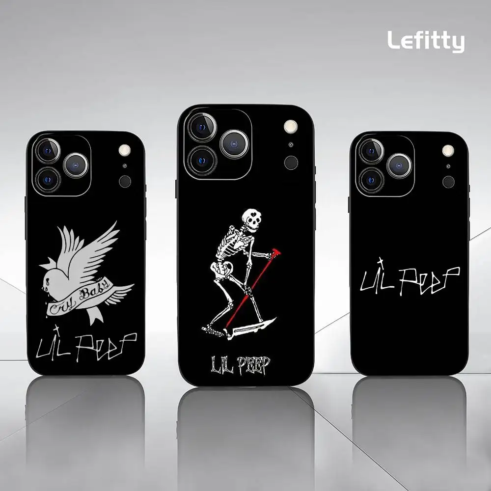 L-Lil Peep H-Hell Boy Phone Case For iPhone 17 16 15 14 13 12 11 Pro Max Plus Mini Black Frosted Soft Shell Funda - view 2