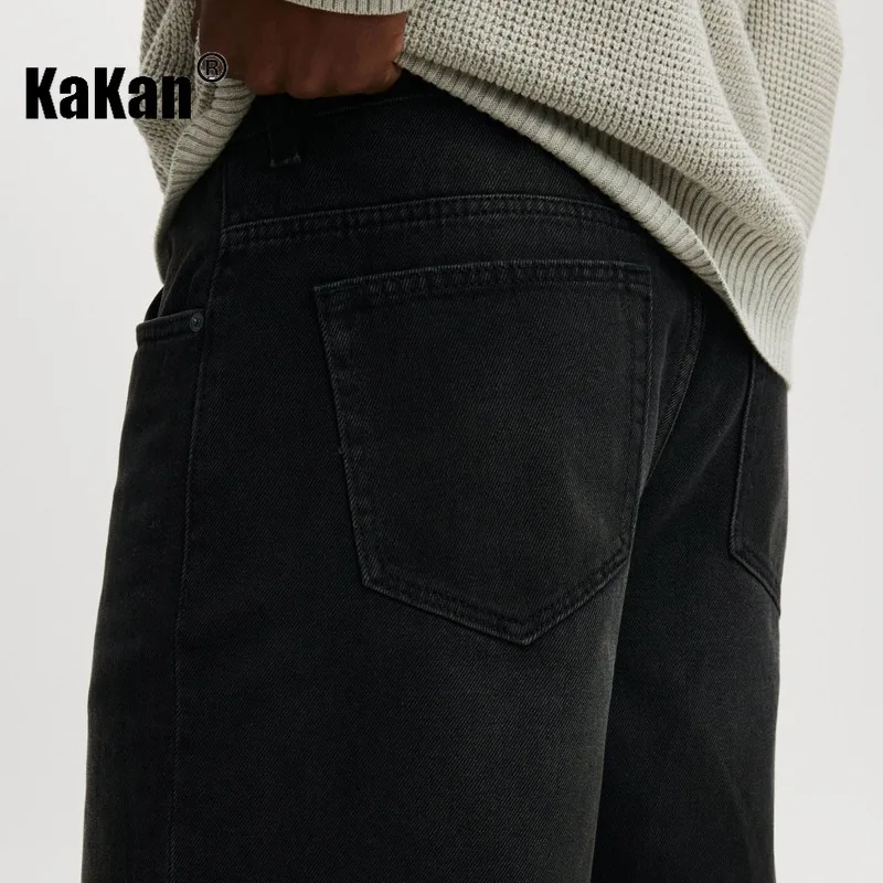 Kakan - กางเกงยีนส์ขาสั้นผู้ชายใหม่ Y2k เสื้อผ้าเดนิมกางเกงกลางกางเกงยีนส์ฤดูร้อนกางเกงฤดูร้อน