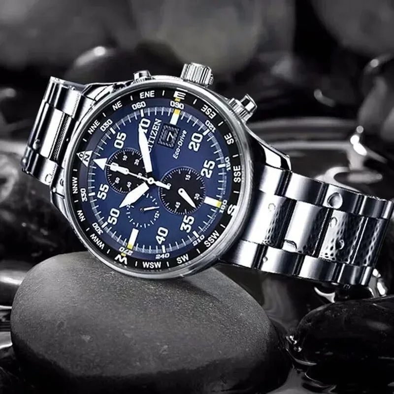 Montre à quartz en acier inoxydable pour hommes, antichoc, affichage de touristes, affaires, loisirs, marque de luxe, mode
