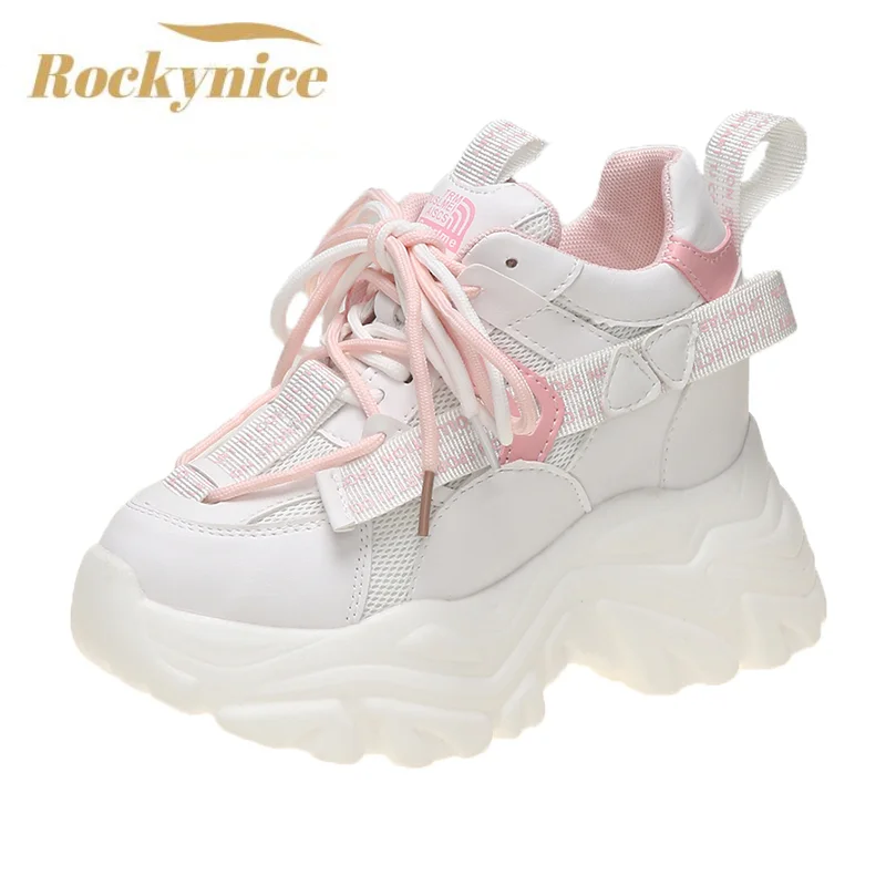 

High Platform Sneakers Woman Casual Breathable Mesh Chunky Shoes New Female Sports Sneaker Women Summer Vulcanize Dad Shoes 10CM