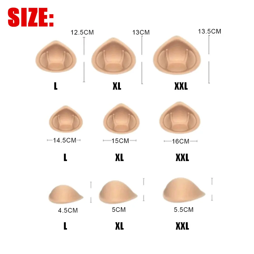 1Pair Realistic Sponge Breast Forms Fake Boobs Enhancer Bra Padding Inserts for Swimsuits Crossdresser Cosplay Health Care