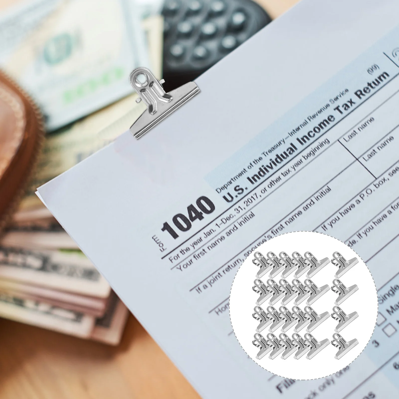 25Pcs Small Money Clip Stainless Steel Cash Credit Card Holder Dollar Symbol Decor Practical Outdoor Organizer