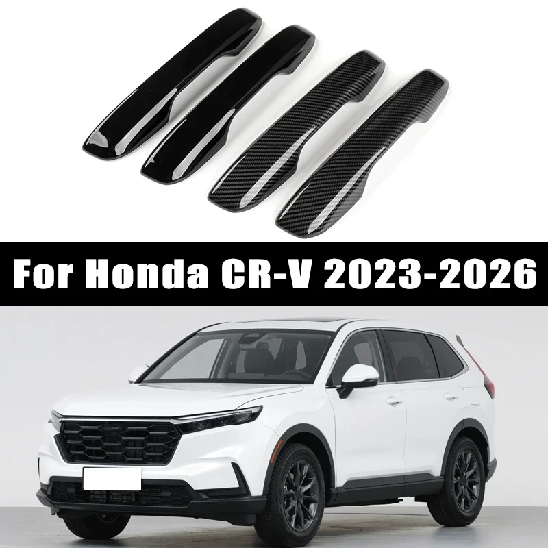 

4pcs Carbon Fiber Chrome Car Door Handle Cover Scratch Protective Accessories For Honda CR-V 2023 2024 2025 2026