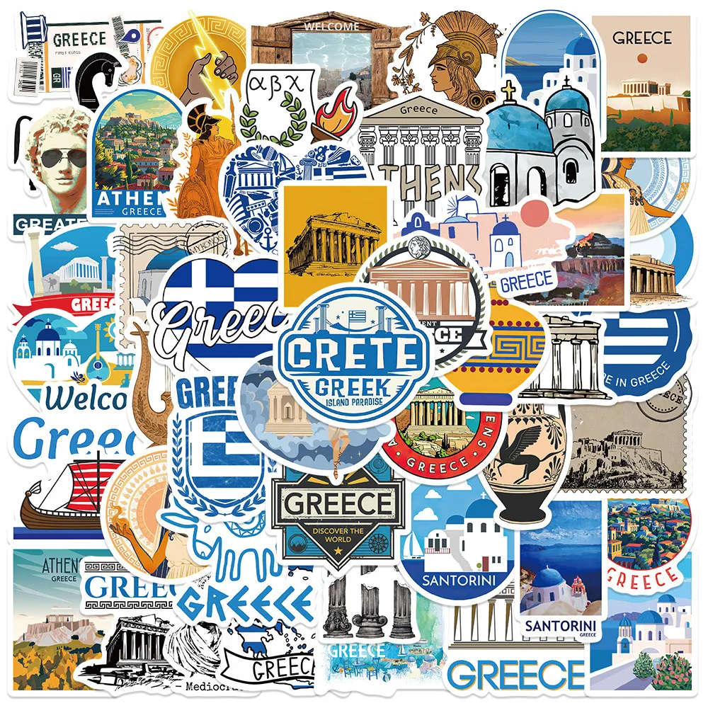 10/50pcs Cool Greece City Travel Landscapes Stickers Building Decals DIY Suitcase Motorcycle Laptop Aesthetic Cartoon Sticker