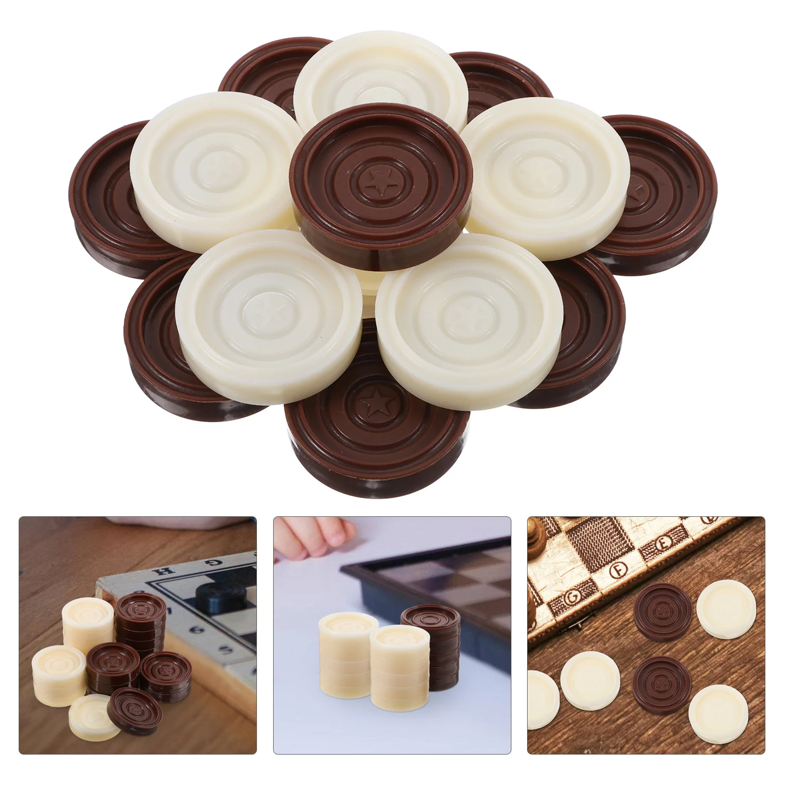 24Pcs Board Game Checkers Pieces Plastic Replacement for Chess Backgammon Sets High Quality ABS Material Enhanced Aesthetic