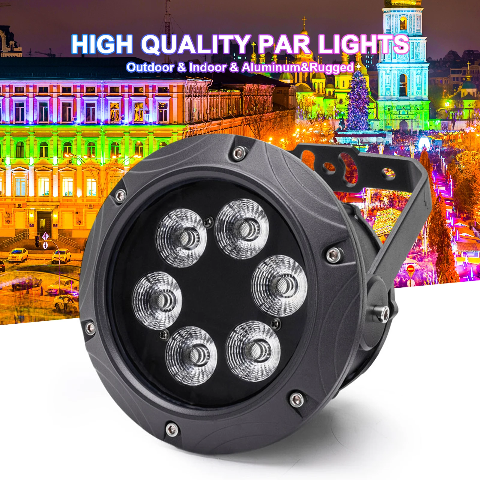 Yiflamefly 4Pcs IP65 Waterproof Par Lights 6X10W RGBW LED Stage Light DMX Party DJ Light For Outdoor Performance Party Courtyard