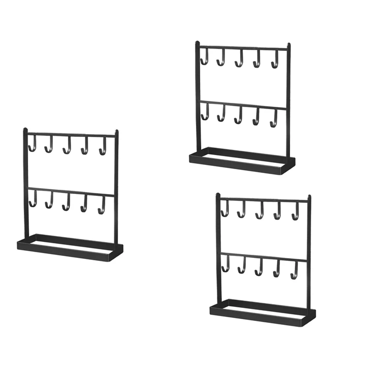 

3X настольные железные ювелирные изделия, ювелирные изделия, вешалка для сережек, ожерелье, кольцо, серьги, полка для витрины, полка для ключей на крыльце, черная