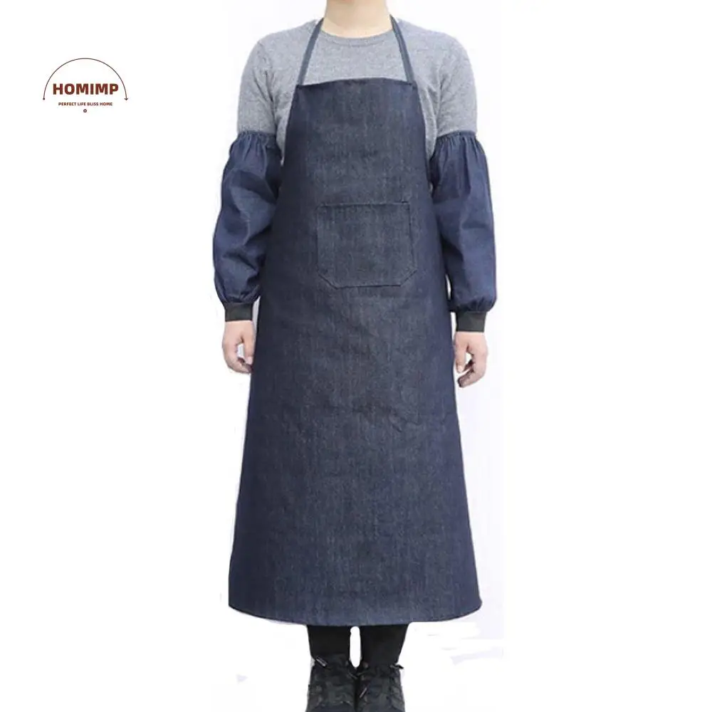 

Long With Pockets Denim Aprons Waterproof Adjustable Cooking Aprons Stain-resistant Thicker Kitchen Work Clothes Adult