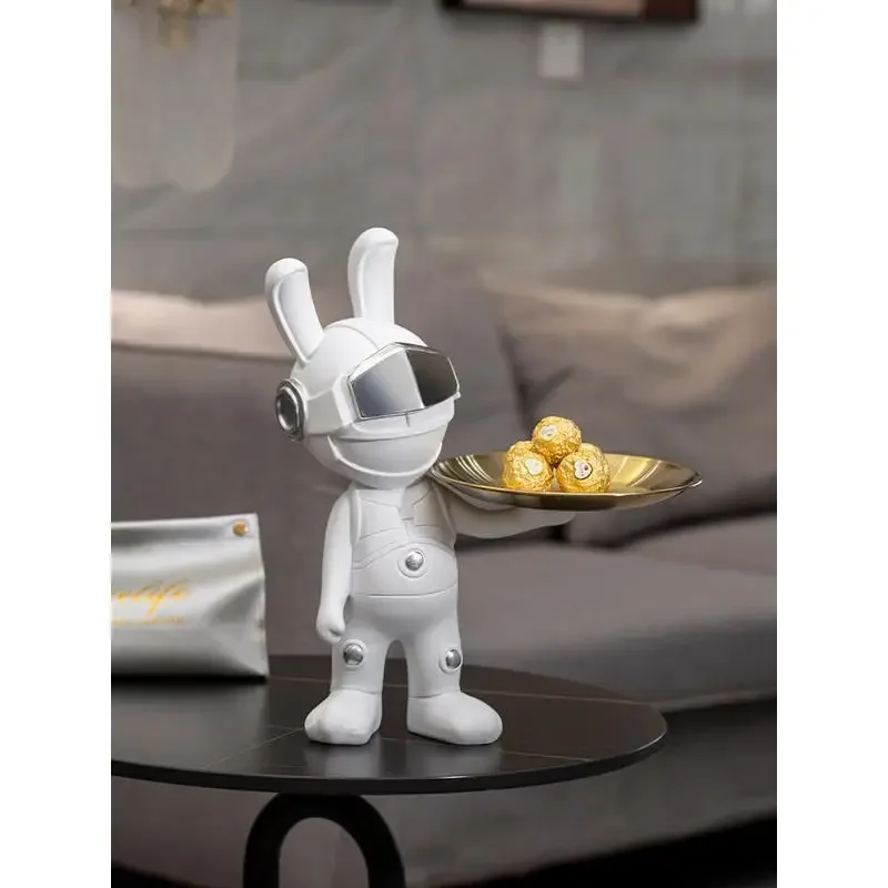 

Nordic Art Home Decor Rabbit Statue Luxury Livingroom Decoration Tray Resin Crafts Statuette Creative Home Accessories Figurines
