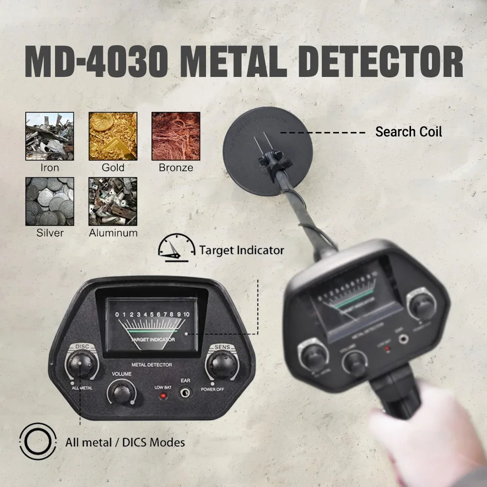 MD4030 Professioneller Metalldetektor Pinpointer Tragbarer Goldfinder Schatzsucher Gold-Tiefenmetalldetektor