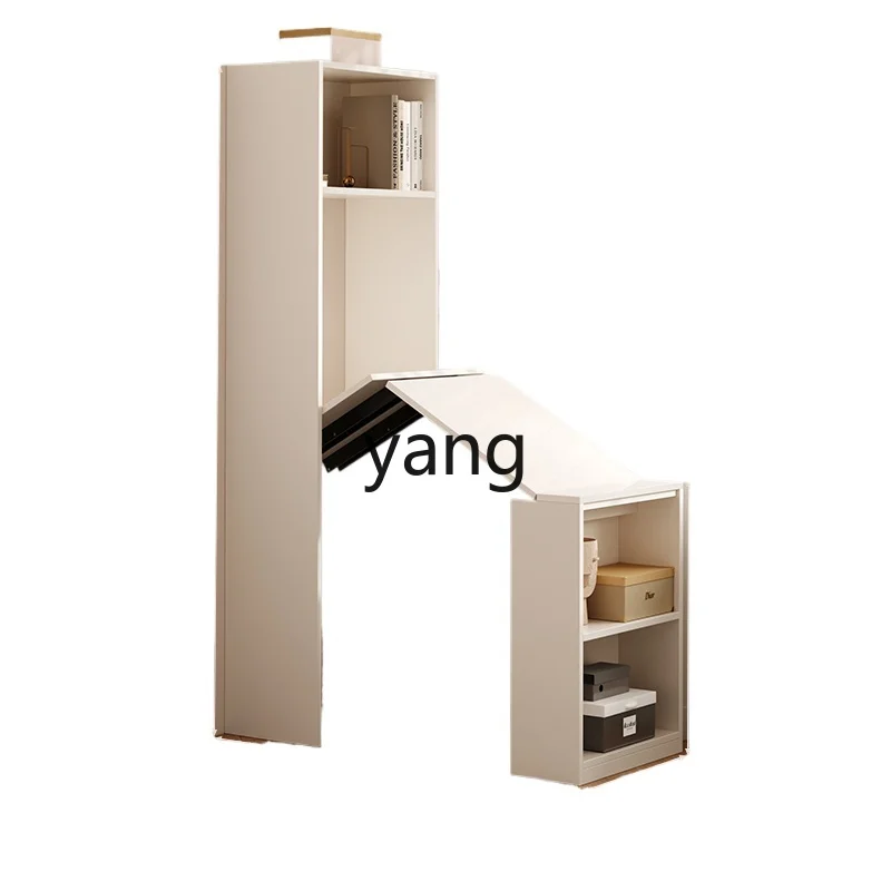 

LTT corner folding telescopic desk bookcase integrated solid wood bookshelf home study table