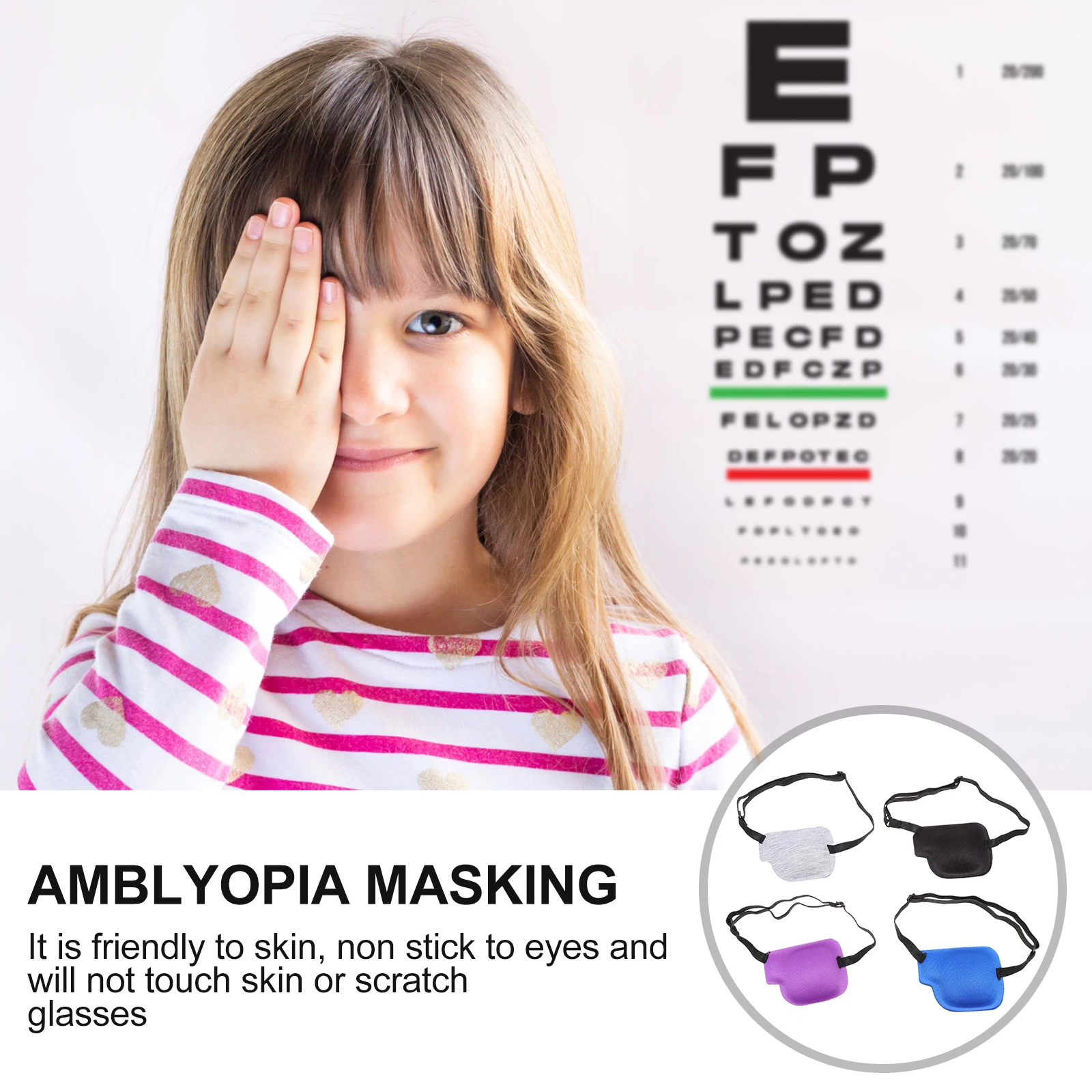 

4 Pcs 3d Eye Mask Patches for Kids Single-eye Elastic Cover Lazy Polyester One Amblyopia Child
