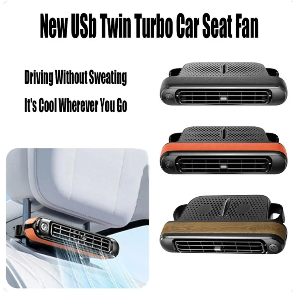Car Rear Seat Cooling Fan Electric Twin Turbo Adjustable 3-speed Wind For Summer Cooling In The Car Rear Seat Fan Accessori C5V4