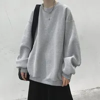 Autumn Men's Hoodies Sweatshirts Casual Fit Hong Kong Style Couple Matching Korean Trendy Oversize Round Neck Jacket