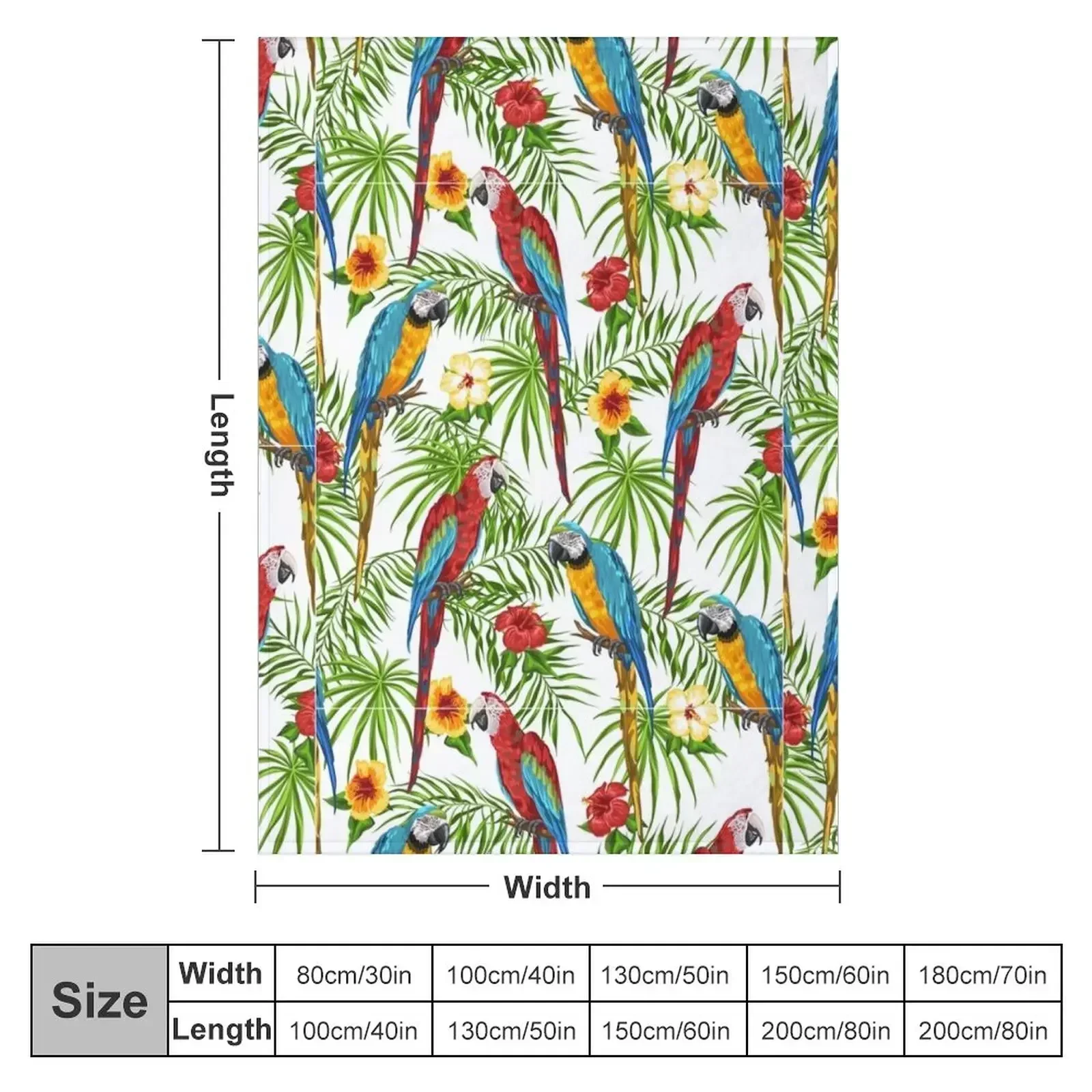 Tropical parrots Throw Blanket Beach Travel Cute Bed Moving Large Blankets