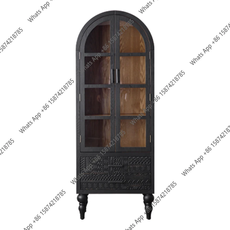 Z Dining side cabinet, surprised by the quiet wind entering the house, entrance cabinet, black solid wood locker