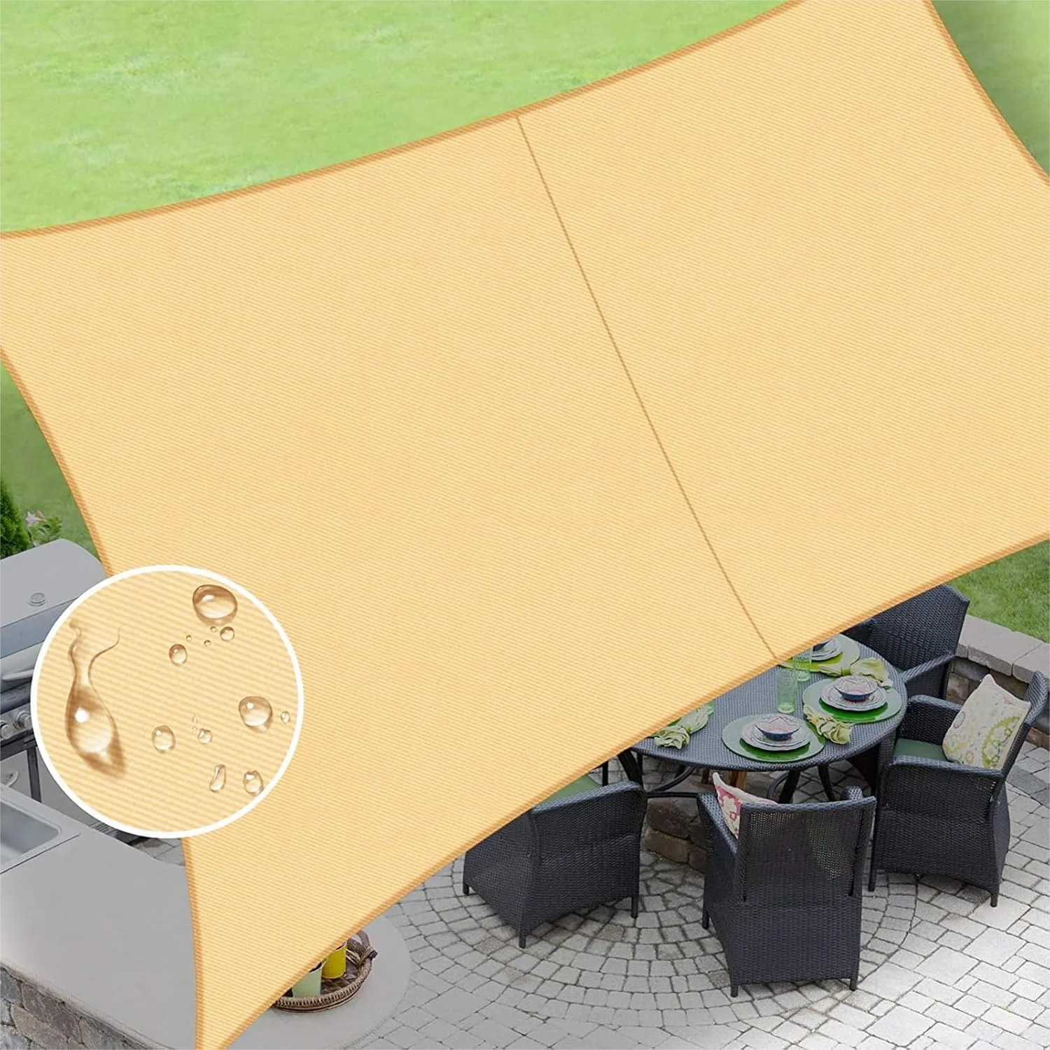 

Waterproof Sun Shade Sail 10'x13' Rectangular UV Block for Patio Garden Backyard Custom Size