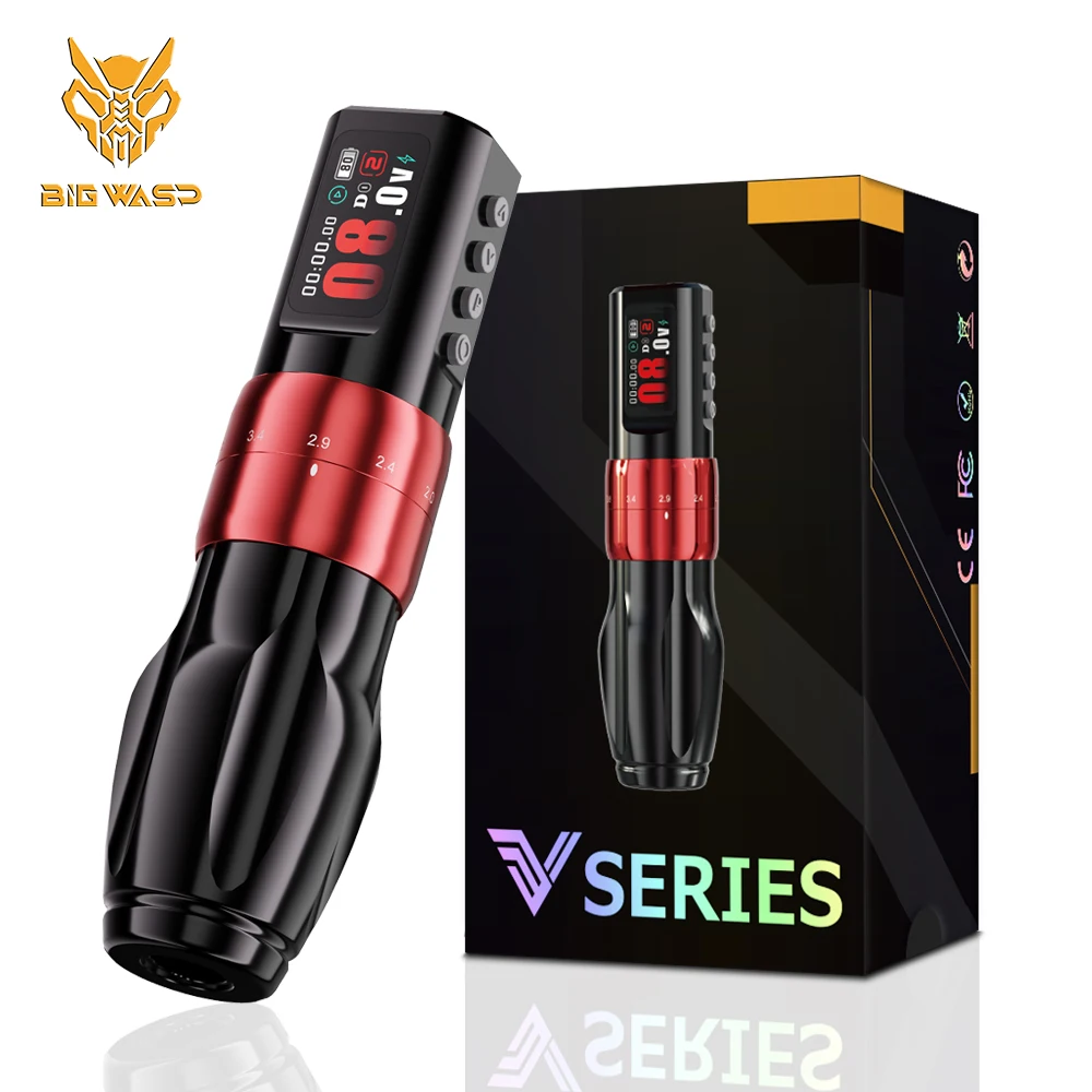 

BIGWASP Wireless Tattoo Machine FK Adjustable Stroke 2.0-4.2mm 2000mAh OLED Color Screen Battery Pen Coreless Motor Tattoo Gun