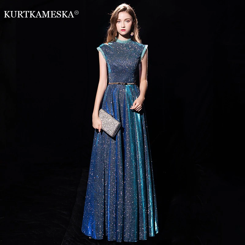 

Elegant O-Neck Sparkling Evening Prom Dresses for Women Summer 2025 Host Birthday Wedding Party Dress Formal Occasion vestidos