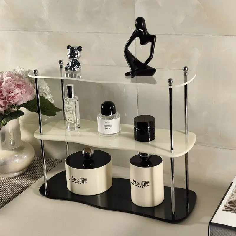 Household Desktop Water Cup Storage Rack Three Layers of Acrylic Cosmetics Perfume Display Metal Rod Detachable Display Frame