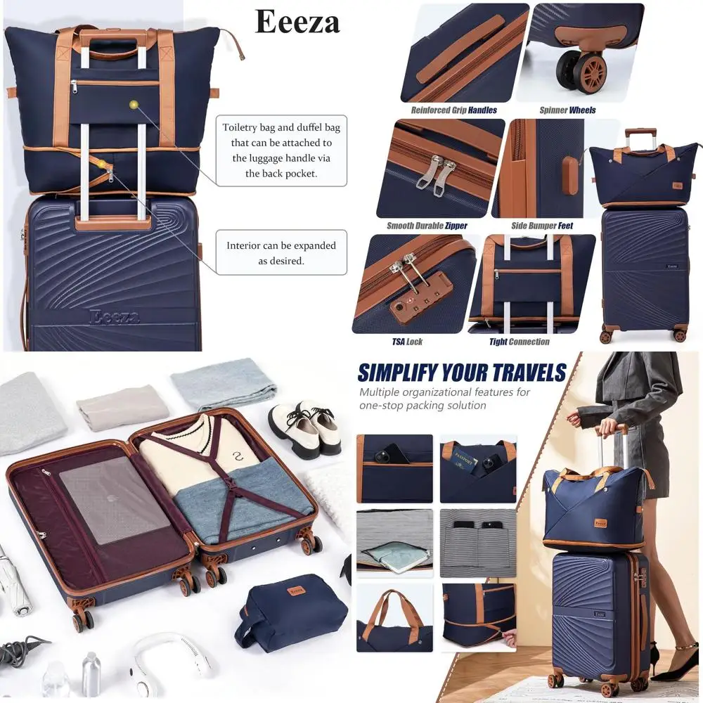 Travel Luggage Set: 3-Piece Spinner Suitcases with TSA Locks, ABS Hard Shell, 20/24/28 Inches