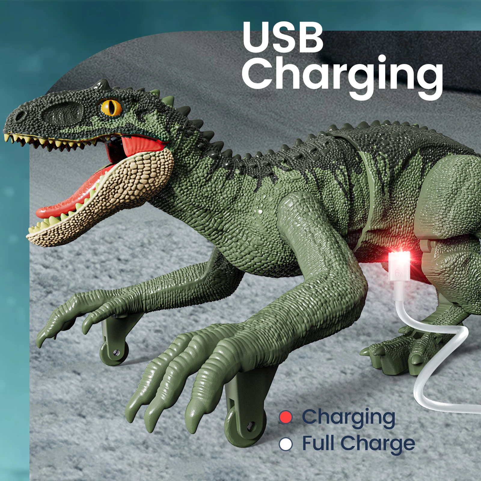 Dinosaurio RC con sonido y luces, robot RC de 2,4 GHz, dinosaurio que camina, Velociraptor RC, juguete de estatuilla de animal prehistórico eléctrico