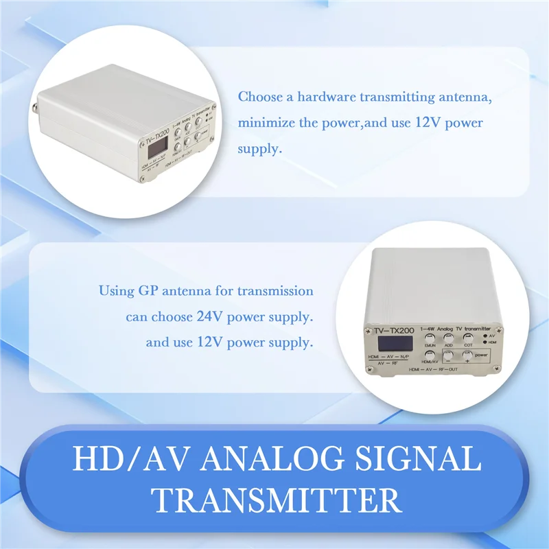 B92B-TV-TX200 VHF/UHF Analog TV Transmitter Support HD/AV Input Analog Signal Transmitter With Telescopic Antenna EU Plug