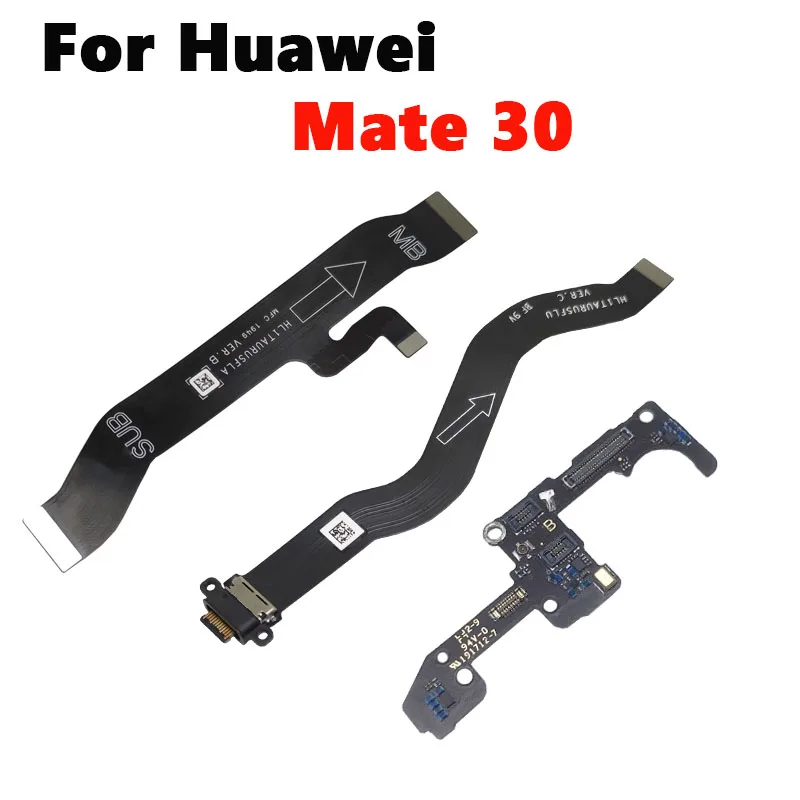 สายแพรเชื่อมต่อไมโครโฟนแบบ USB สำหรับ Huawei Mate 30 อะไหล่เปลี่ยนสายแพรเมนบอร์ดโทรศัพท์มือถือ 1 ชิ้น