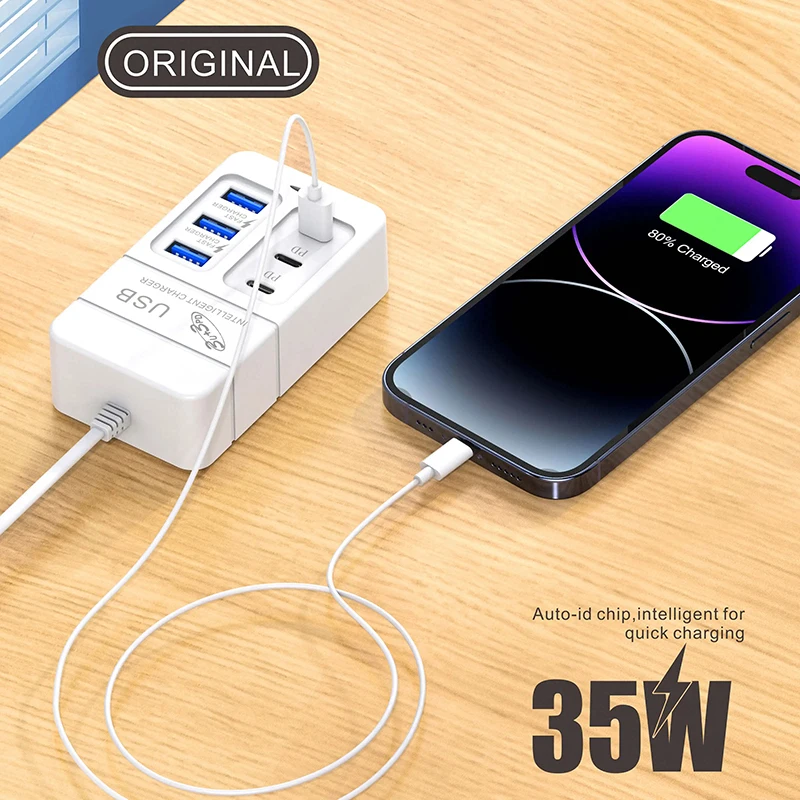 35w Pd Multiport Usb Charger Type C Fast Charge Quick Wall Chargers Usb Hub Adapter Mobile Phone Eu Us Plug Type C Charger