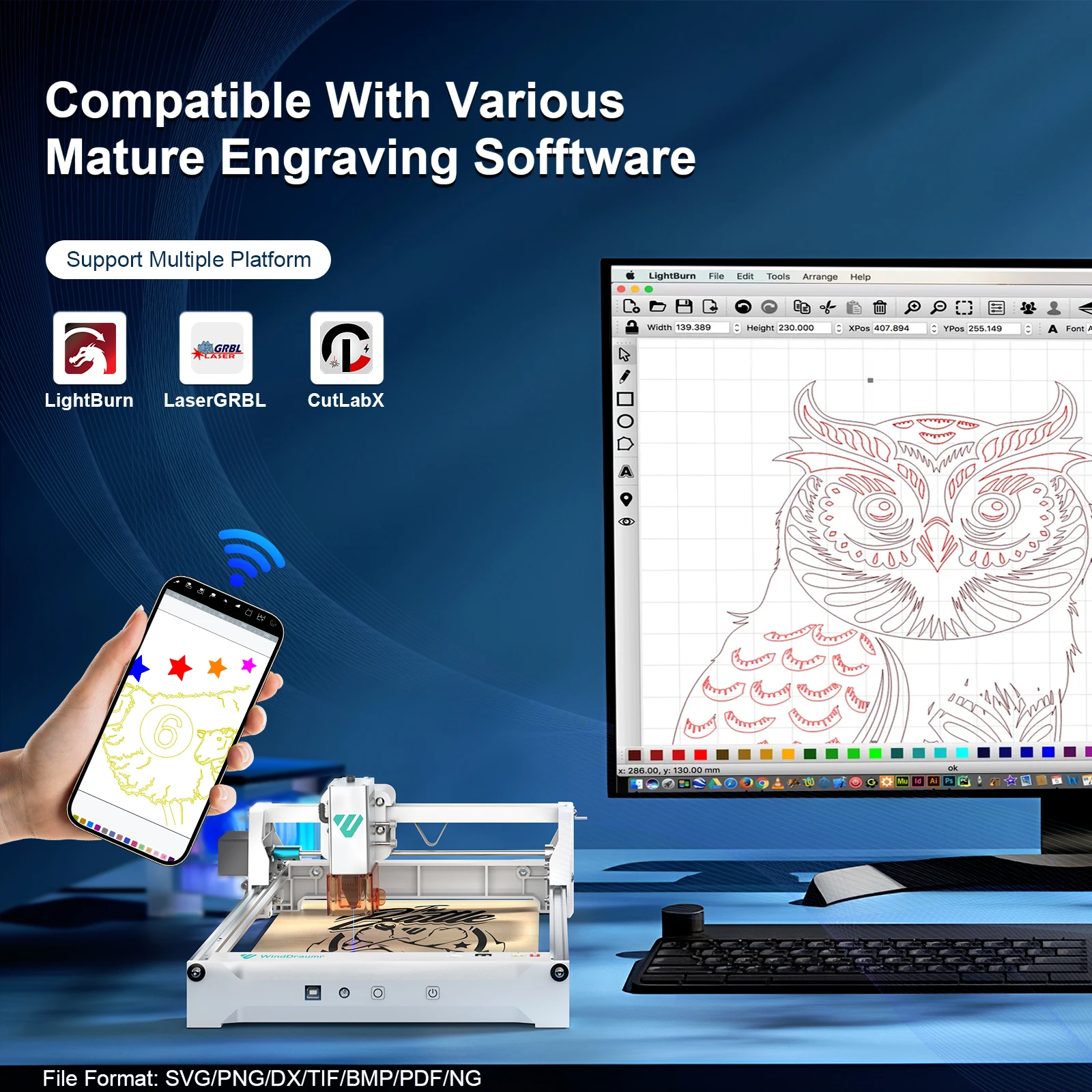WindDraumr P1 Pro Laser Engraver 5W Portable Laser Engraving Machine For Cutting Wood Painted Metal Acrylic Leather CNC Machine