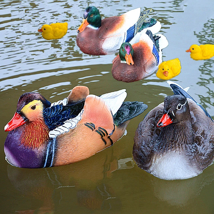 Floating Duck Resin Handicraft Decoration Flower Fishpond Water Fish Ornaments Outdoor Garden Figurines Crafts