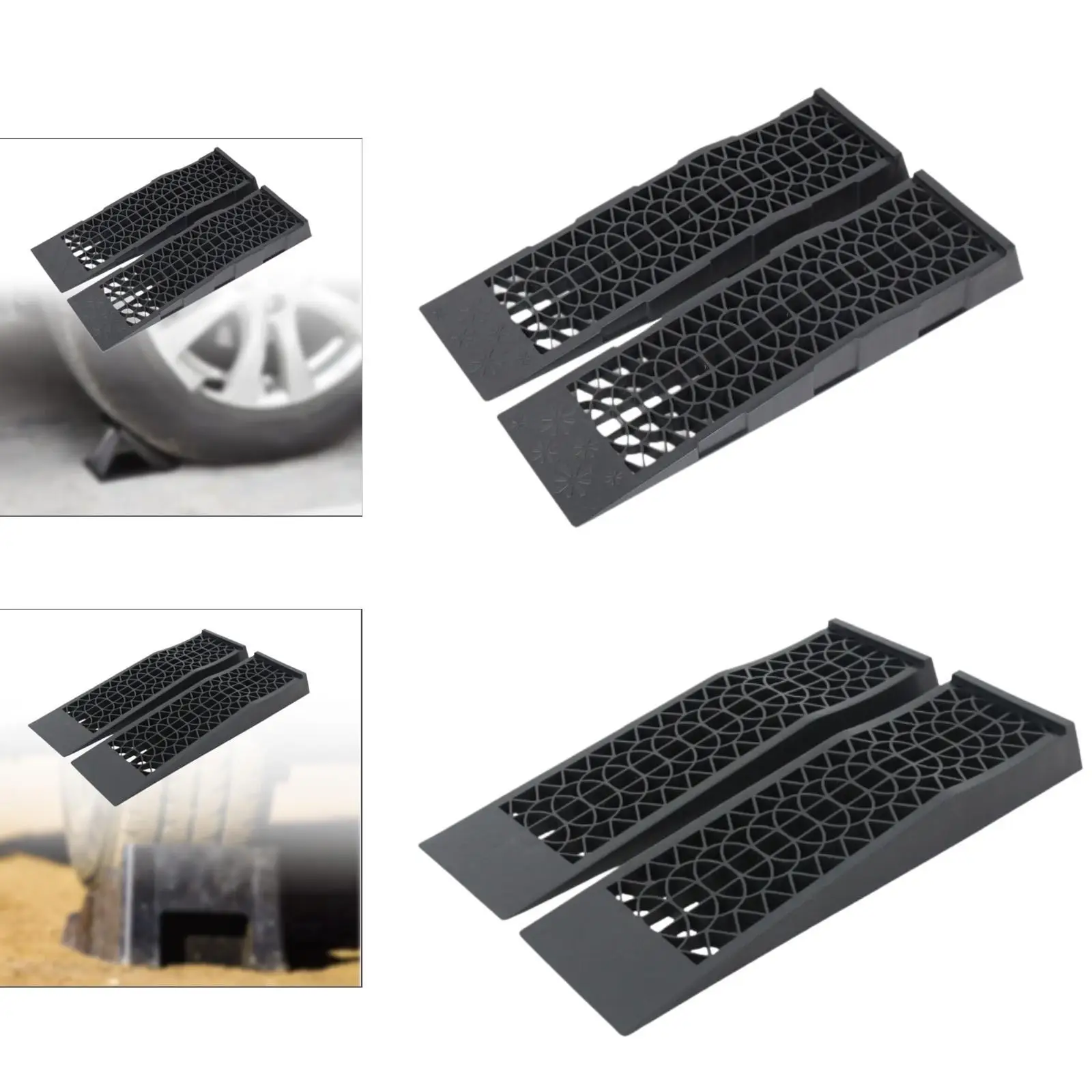 

2Pcs Car Ramps Oil Changes Maintenance Anti Slip for Jack Support, Home Garage Use, Portable Car Service Ramps Tire Ramps