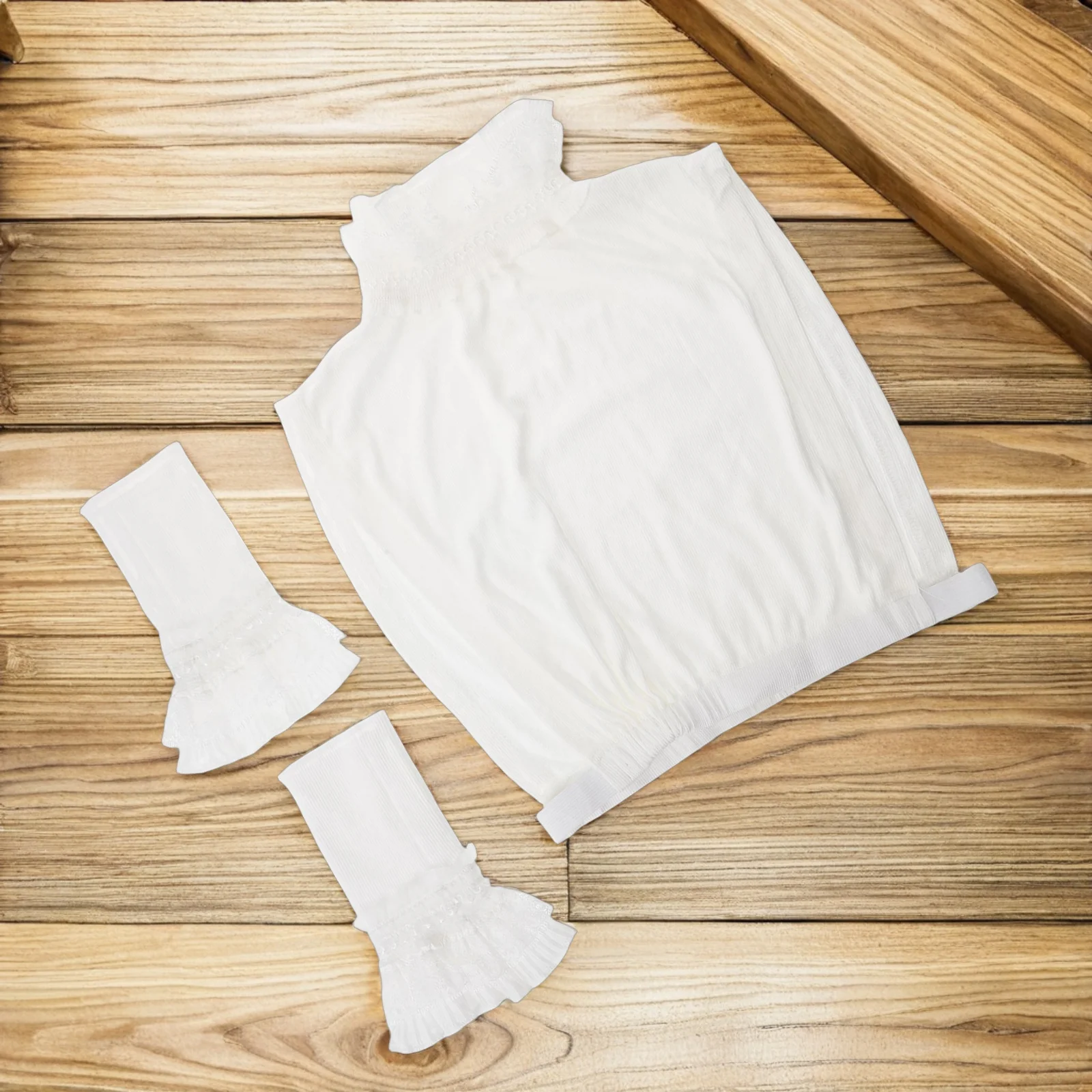 1 Zestaw Koronkowy Kołnierzyk i Koronkowe Mankietki Elegancki Odpinany Plisowany Kołnierzyk Stójka do Koszuli Bluzki Damskiej Vintage