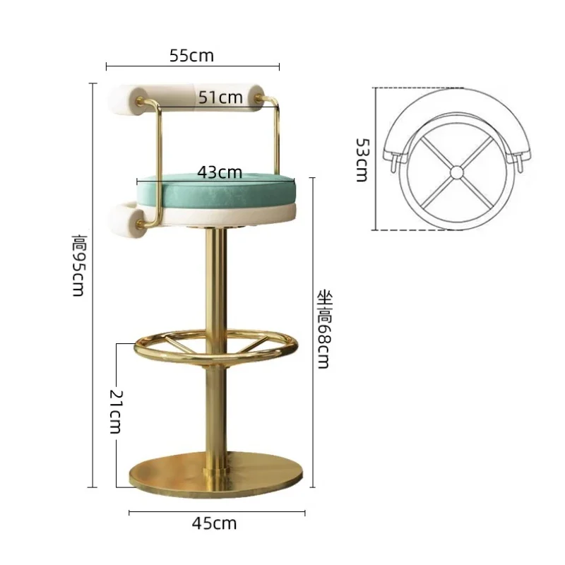 Hoge Kruk Modern Minimalistisch Creatief Huis Designer Draaibare Roestvrijstalen Rugleuning Stoel Barkruk Restaurant Chaise Design