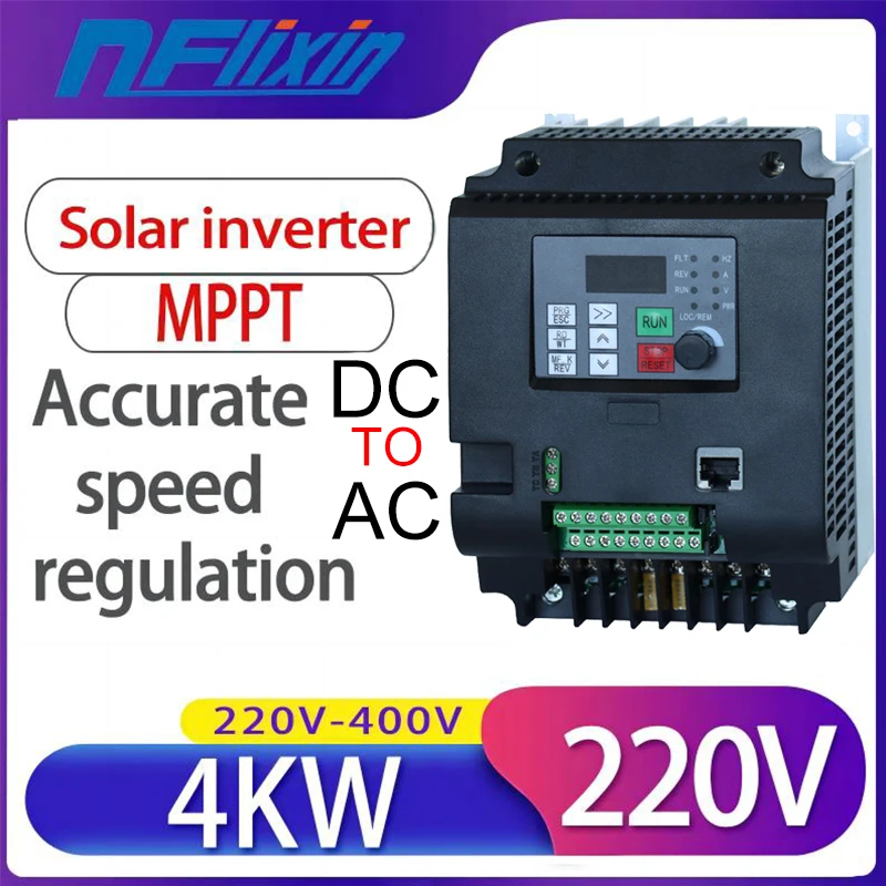 PV solar inverter DC to AC three-phase converter 220V/380v 0.75kw/1.5kw/2.2kw/4kw with MPPT Control solar pump VFD