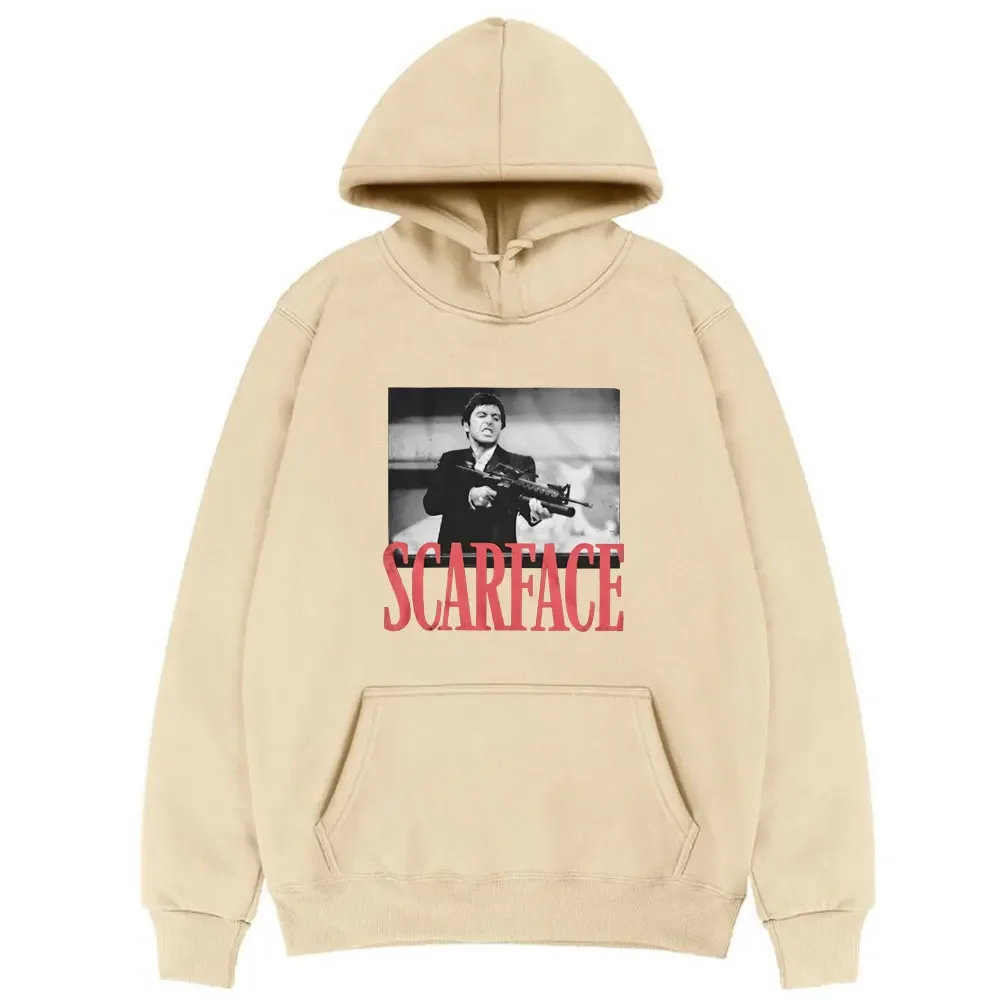 Scarface Moletom com capuz para homens e mulheres, Tony Montana, Big Guns, Little Friend, Pacino Gangster Movie Tops, Hoodie solto de grandes