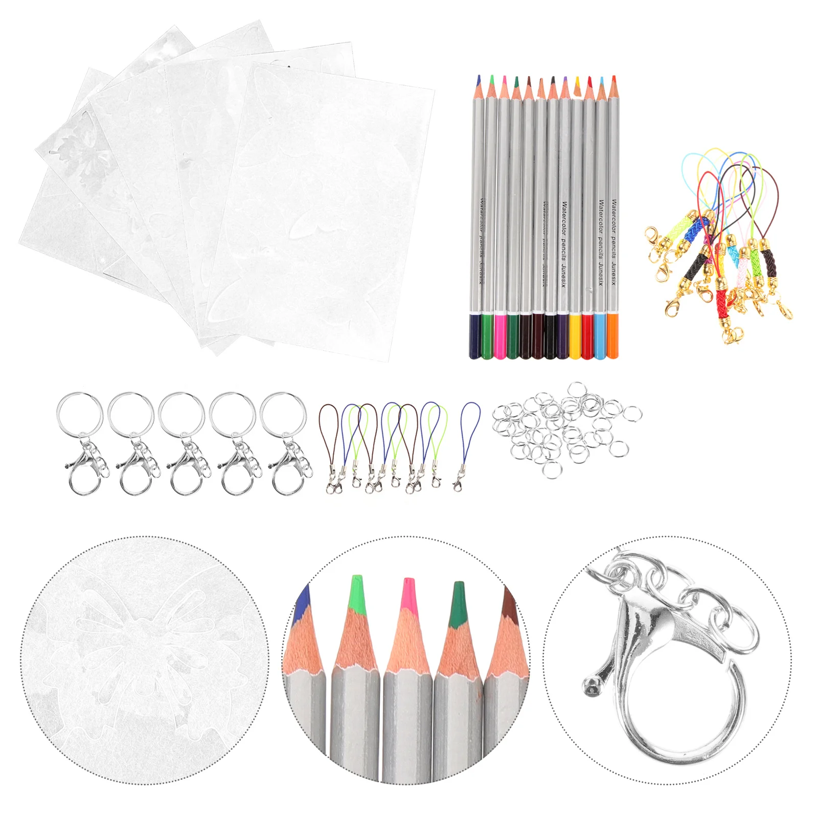 

1 set 1 Set Sheet Keychains Kit Clear Instructions Diy Craft Projects Shrink Paper Sheet Kit Heat Shrink Keychain Set Crafting