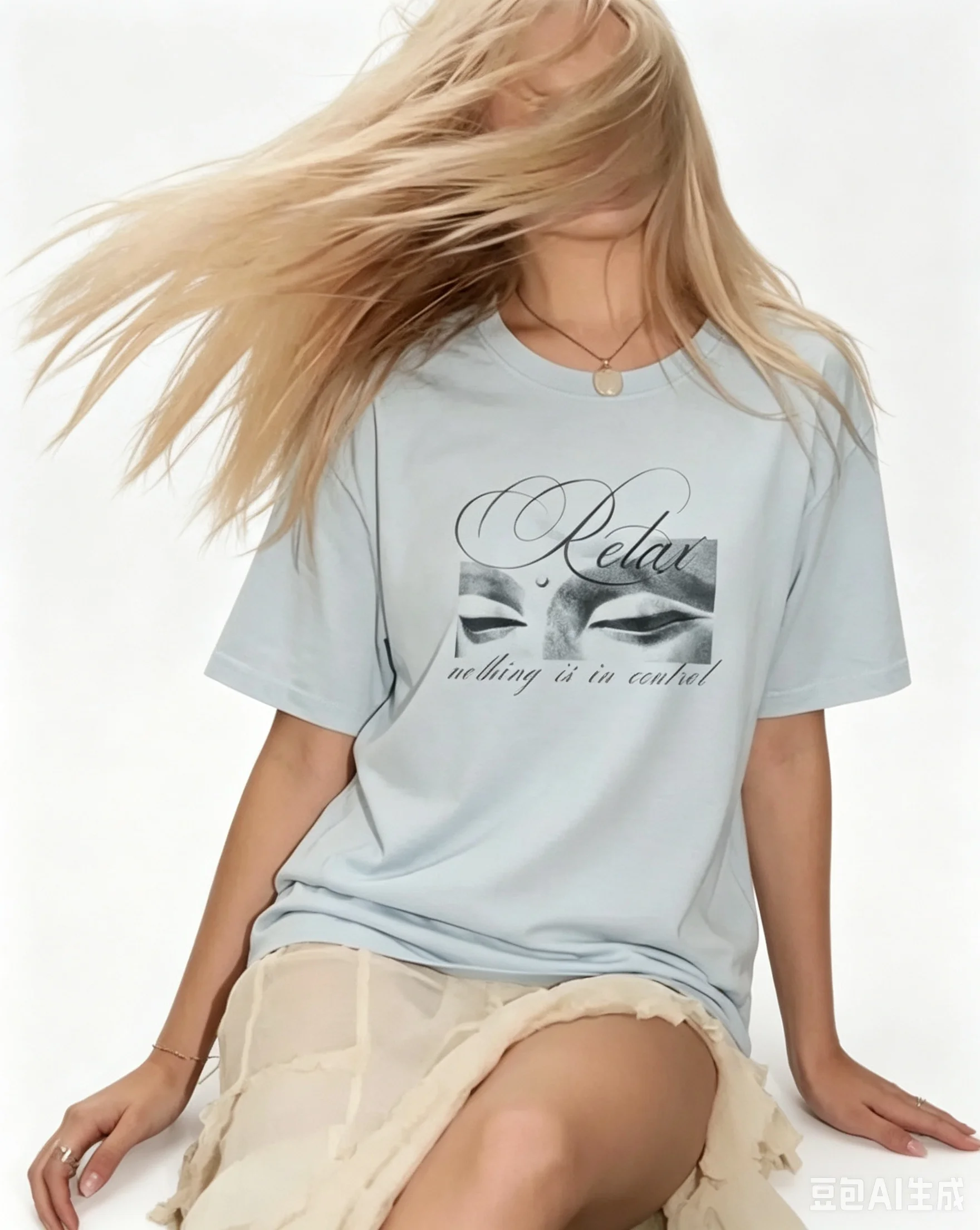 Chill Aesthetic Relax Cursive Text Front Print Oversized 100% Cotton Minimal Summer T Shirt Streetwear Women Fashion Tops