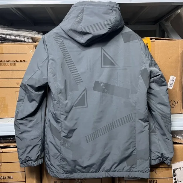 قبعة Jaet 887H غير رسمية للرجال قابلة للفصل دافئة داخلية للخريف والشتاء ey أزرق على الوجهين معطف قطني مع غطاء محرك السيارة وسحاب للإغلاق