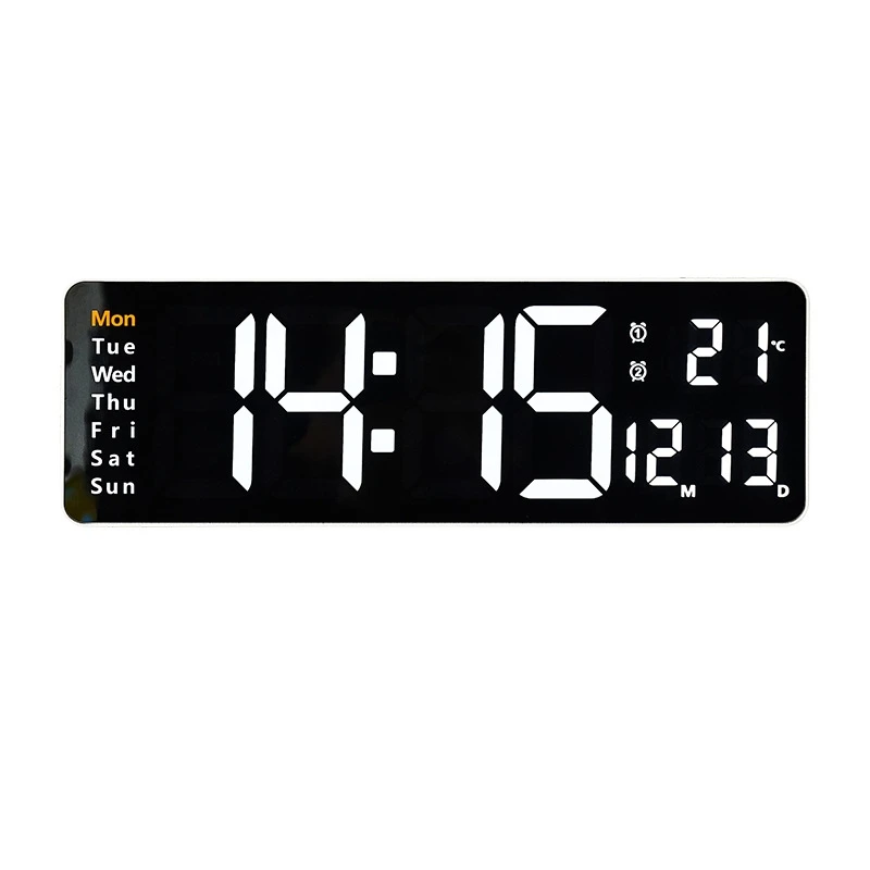 

13/16 Inch Nordic style LED Digital Wall Clock with Date And Temperature Display For Home Decor Bedroom Living Room Decoration