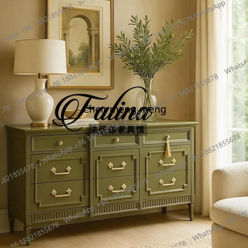 

American light luxury chest cabinet solid wood large capacity wall locker drawer locker