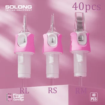 40 cartuchos de tatuagem solong rl/rs/rm descartáveis esterilizados agulhas de tatuagem permanente piercing maquiagem máquina tatuagem suprimentos