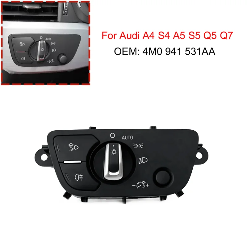 Car Headlight Control Switch Headlight Button Light Switch For A4 S4 A5 S5 Q5 Q7 RS5 OEM Number 4M0 941 531AA