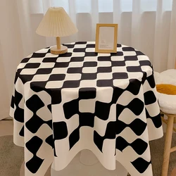 Checkerboard Round Table Cloth Nordic Wind Light Luxury Senior Sense Table Cloth Art Tea Table Mat Student Book Tablecloth
