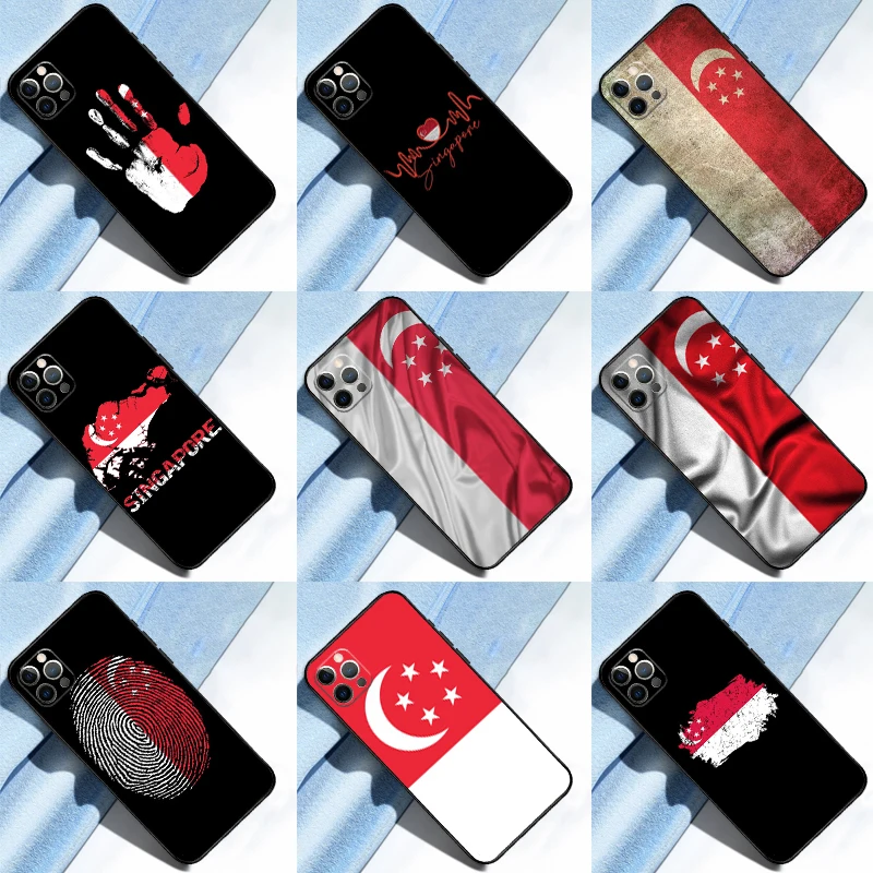 Singapore Flag Phone Case For iPhone 14 15 16 Pro Max XS X XR Cover For iPhone 13 12 Mini 11 Pro Max Plus