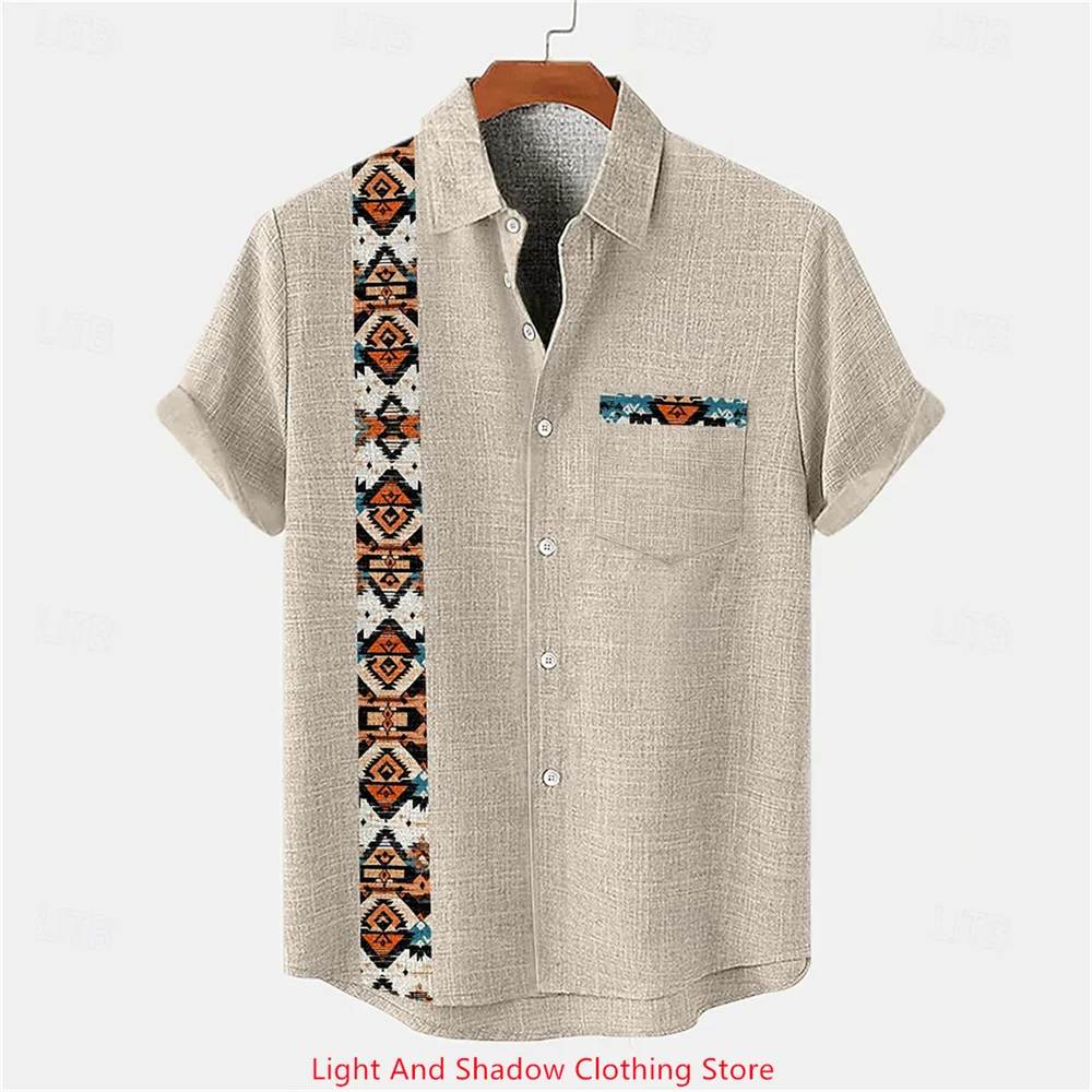 Linnen overhemd voor heren, Hawaiiaans casual overhemd, korte mouw, reverszak, hoogwaardige linnen top, snelle verzending