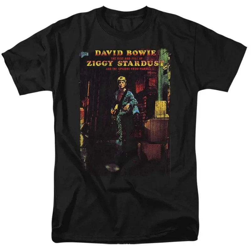 Camiseta Oversize de Calle para Parejas, Colección de Temporada, Camiseta de Mujer, Camiseta Negra Holgada para Hombre con Diseño del Álbum Ziggy Stardust de David Bowie
