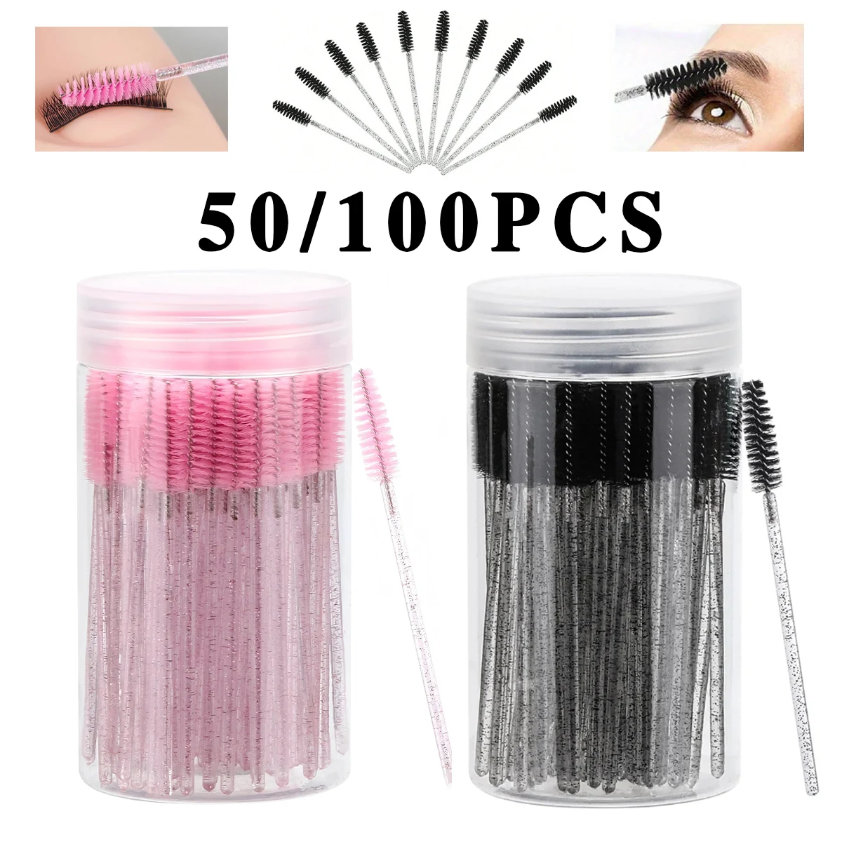 50/100pcs For Eyelash Extension Makeup Disposable Eyelash Brushes Spoolies Micro Lash Mascara Wands Combs Wholesale