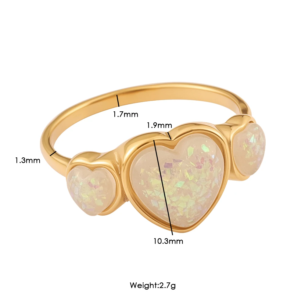 JINHUI Süßer Romantischer Liebesring für Frauen, Gold/Silber optional, PVD 18K vergoldeter Edelstahl, Alltagsschmuck-Accessoire – Detail 7